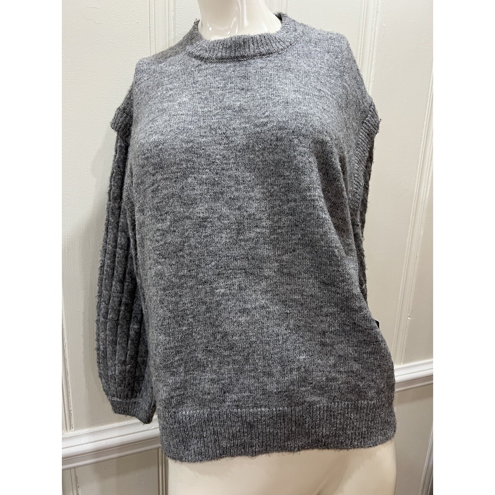 Cobble Lane Womens Sweater Dolman Sleeve Gray Fuzzy Wool Blend Small NWT